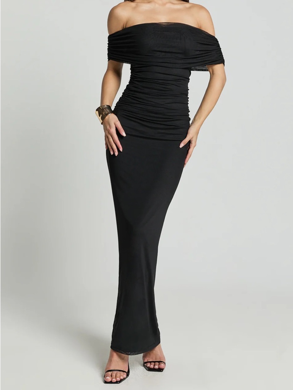 Showpo Black Off-Shoulder Evening Dress